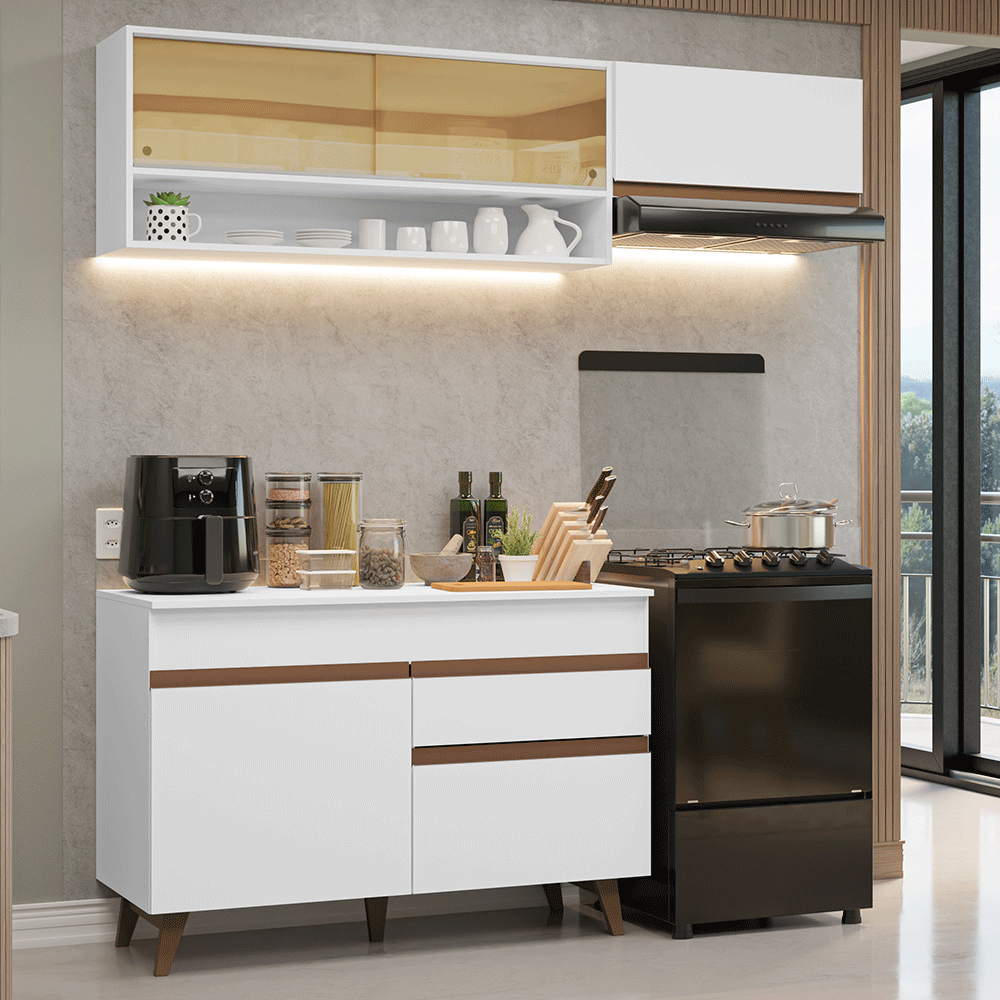 Cocina Compacta 190 cm 5 Puertas 1 Cajón Blanco Reims Madesa