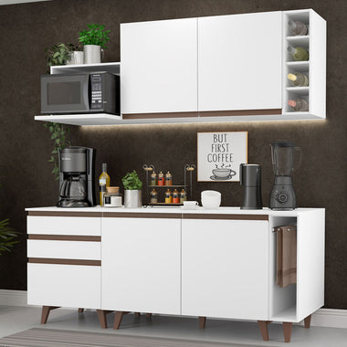 Cocina Compacta 200 cm 4 Puertas 3 Cajones Blanco Reims Madesa