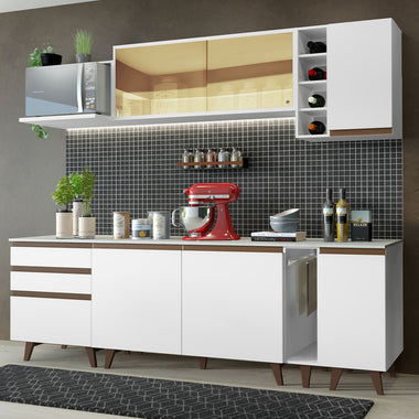 Combo Completo de Cocina 235 cm 6 Puertas 3 Cajones Blanco Reims Madesa