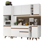 Combo Completo de Cocina 235 cm 8 Puertas 1 Cajón con Mueble para Horno o Microondas Blanco Reims Madesa