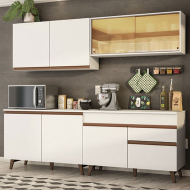 Combo Completo de Cocina 240 cm 8 Puertas 1 Cajón Blanco Reims Madesa