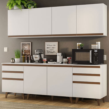 Combo Completo de Cocina 240 cm 6 Puertas 6 Cajones Blanco Reims Madesa