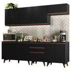 Combo Completo de Cocina 250 cm 8 Puertas 3 Cajones Negro Reims Madesa