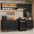 Combo Completo de Cocina 250 cm 6 Puertas 3 Cajones Negro Reims Madesa