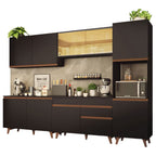 Combo Completo de Cocina 300 cm 10 Puertas 1 Cajón con Mueble para Horno o Microondas Negro Reims Madesa 01