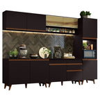 Combo Completo de Cocina 300 cm 10 Puertas 1 Cajón con Mueble para Horno o Microondas Negro Reims Madesa 02
