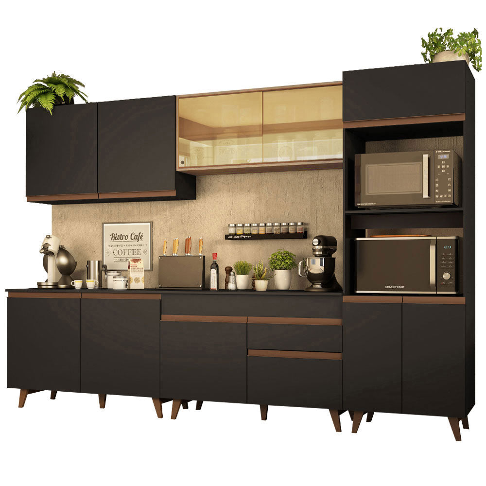 Combo completo de Cocina Madesa Reims 310cm Negro/Marrón 01