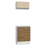 Kit Cocina 60 cm 100% MDF 2 Puertas 1 Abatible Marrón/Crema/Blanco Smart Madesa