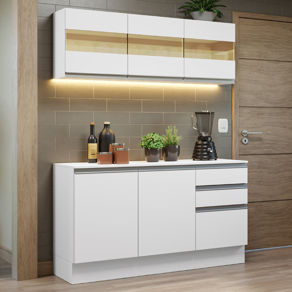 Cocina Compacta 100% MDF 120 cm Blanco Smart Madesa 01