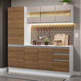 Cocina Compacta 100% MDF 170 cm Blanco/Marrón/Crema Smart Madesa 01