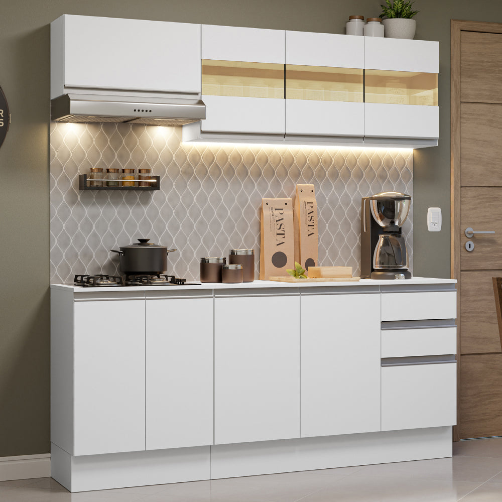 Cocina Compacta 100% MDF 180 cm Blanco Smart Madesa 01