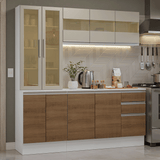 Cocina Compacta 180 cm Smart 100% MDF Blanco/Marrón/Crema 03