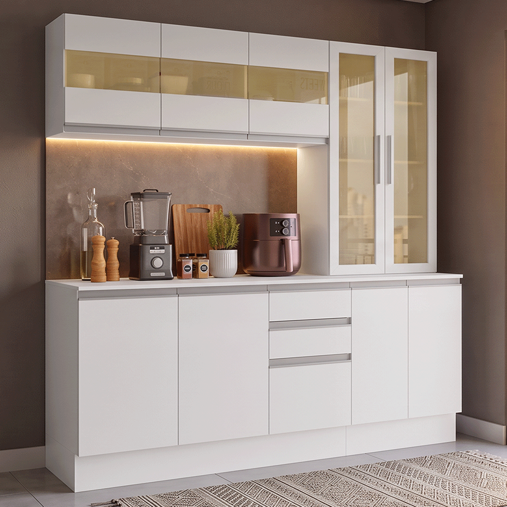 Cocina Compacta 180 cm 100% MDF Blanco Smart Madesa