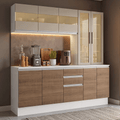 Cocina Compacta 180 cm 100% MDF Blanco/Marrón/Crema Smart Madesa