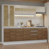 Combo de Cocina 240 cm Smart 100% MDF Blanco/Marrón/Crema 01