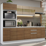 Combo Completo de Cocina 100% MDF 250 cm Blanco/Marrón/Crema Smart Madesa 01