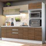 Combo Completo de Cocina 100% MDF 250 cm Blanco/Marrón/Crema Smart Madesa 02