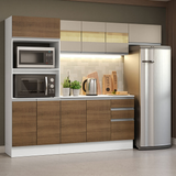 Combo completo de Cocina 100% MDF 250cm Blanco/Marrón/Crema Smart Madesa 03