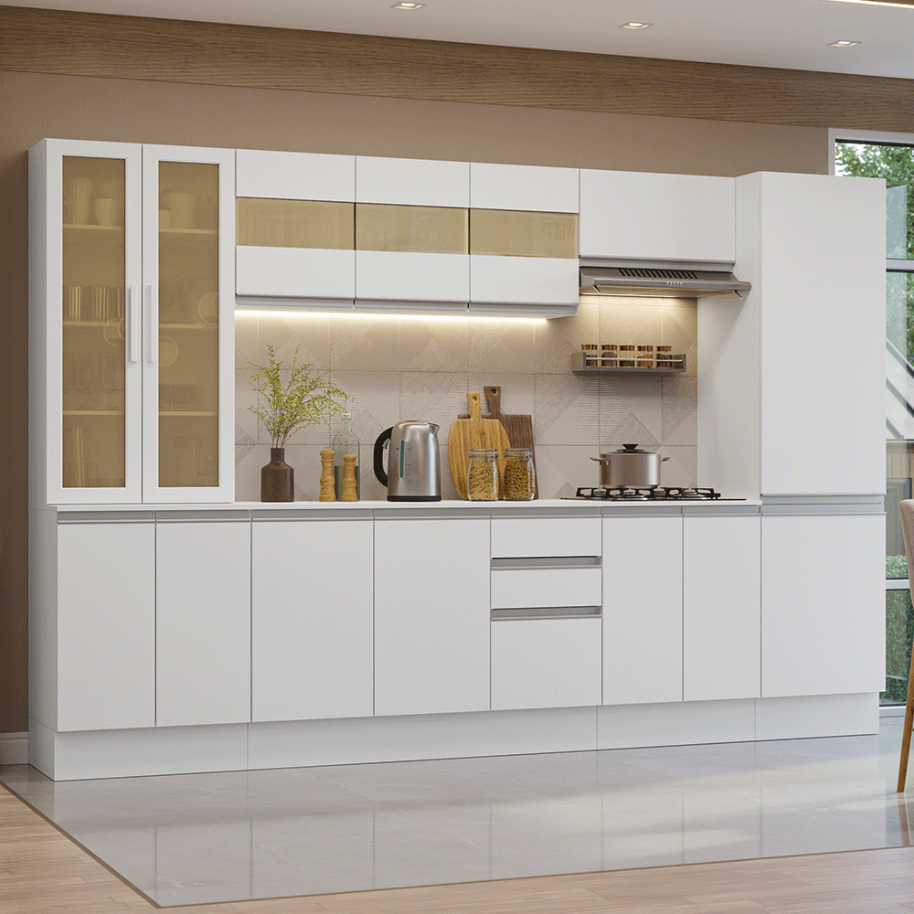 Combo de Cocina 290 cm Smart 100% MDF Blanco 01