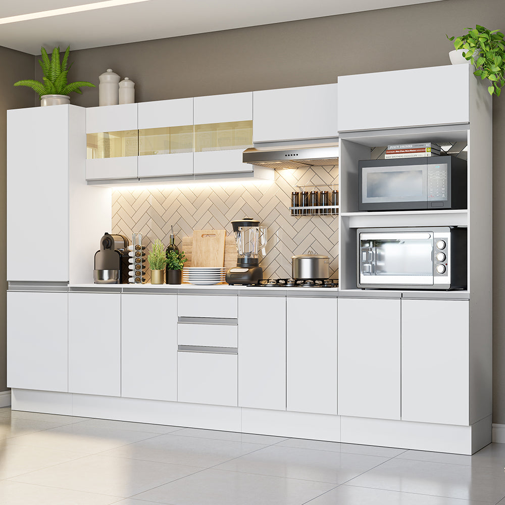 Combo Completo de Cocina 100% MDF 300 cm Frentes Blanco Smart Madesa 01