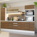 Combo Completo de Cocina 100% MDF 300 cm Blanco/Marrón/Crema Smart Madesa 01