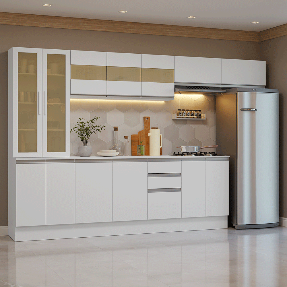 Combo Completo de Cocina 100% MDF 300 cm Blanco Smart Madesa 04