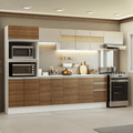 Combo Completo de Cocina 310 cm 13 Puertas 2 Cajones 100% MDF con Mueble para Horno y Microondas Blanco Smart Madesa
