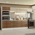 Combo Completo de Cocina 310 cm 13 Puertas 2 Cajones 100% MDF con Mueble para Horno y Microondas Blanco Smart Madesa