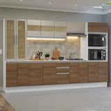 Combo de Cocina 310 cm Smart 100% MDF Blanco/Marrón/Crema 03