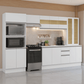Combo completo de Cocina Smart 100% MDF 310 cm 14 Puertas 2 Cajones (Con Mesada) Blanco Madesa