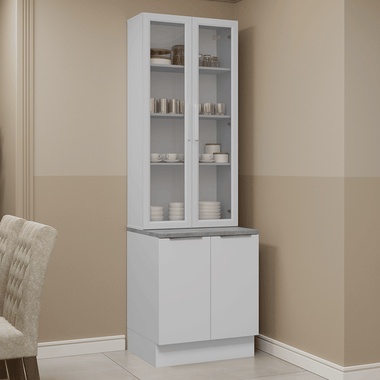 Kit Bajo Mesada y Cristalero 70 cm 4 Puertas Blanco Stella Madesa