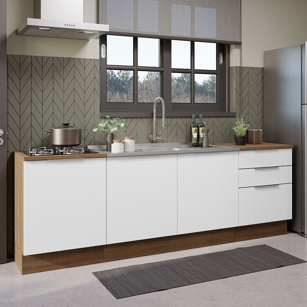 Cocina Compacta 240 cm Marrón/Blanco Stella Madesa 01