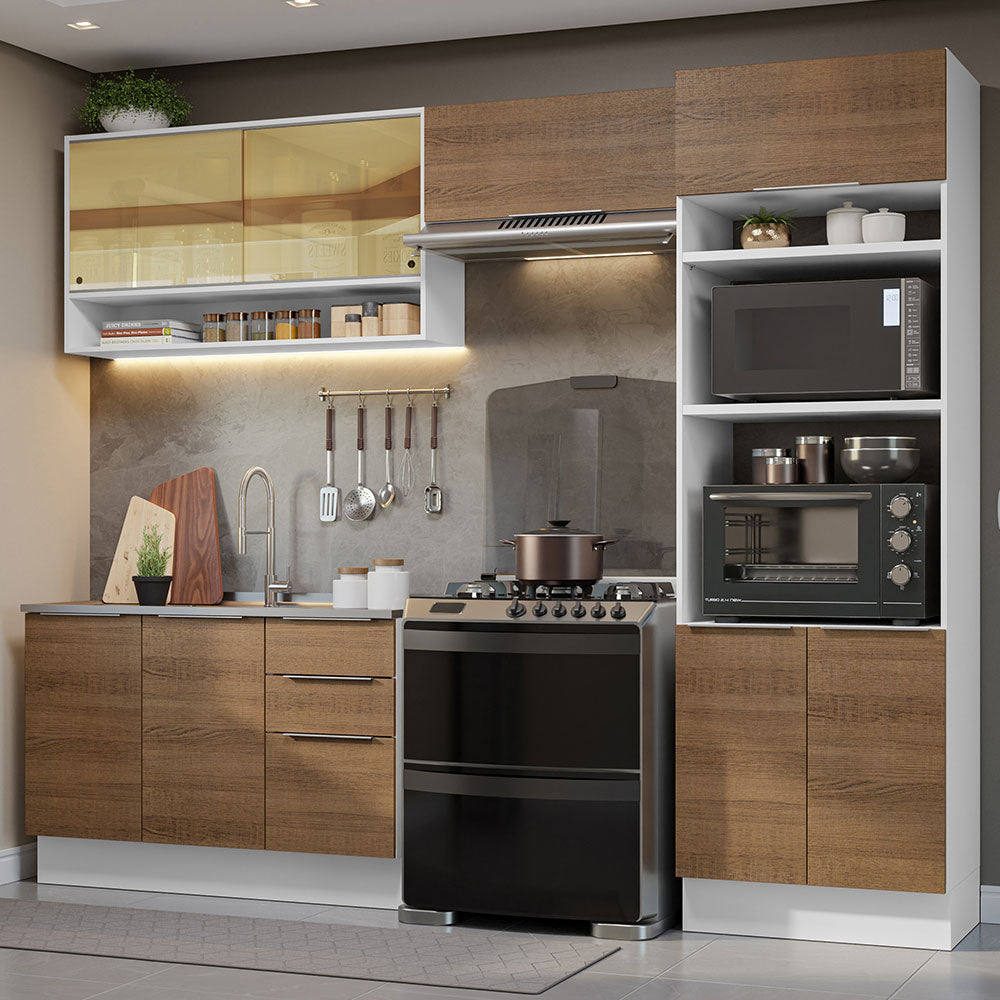 Combo Completo de Cocina 270 cm Blanco/Marrón Stella Madesa 07
