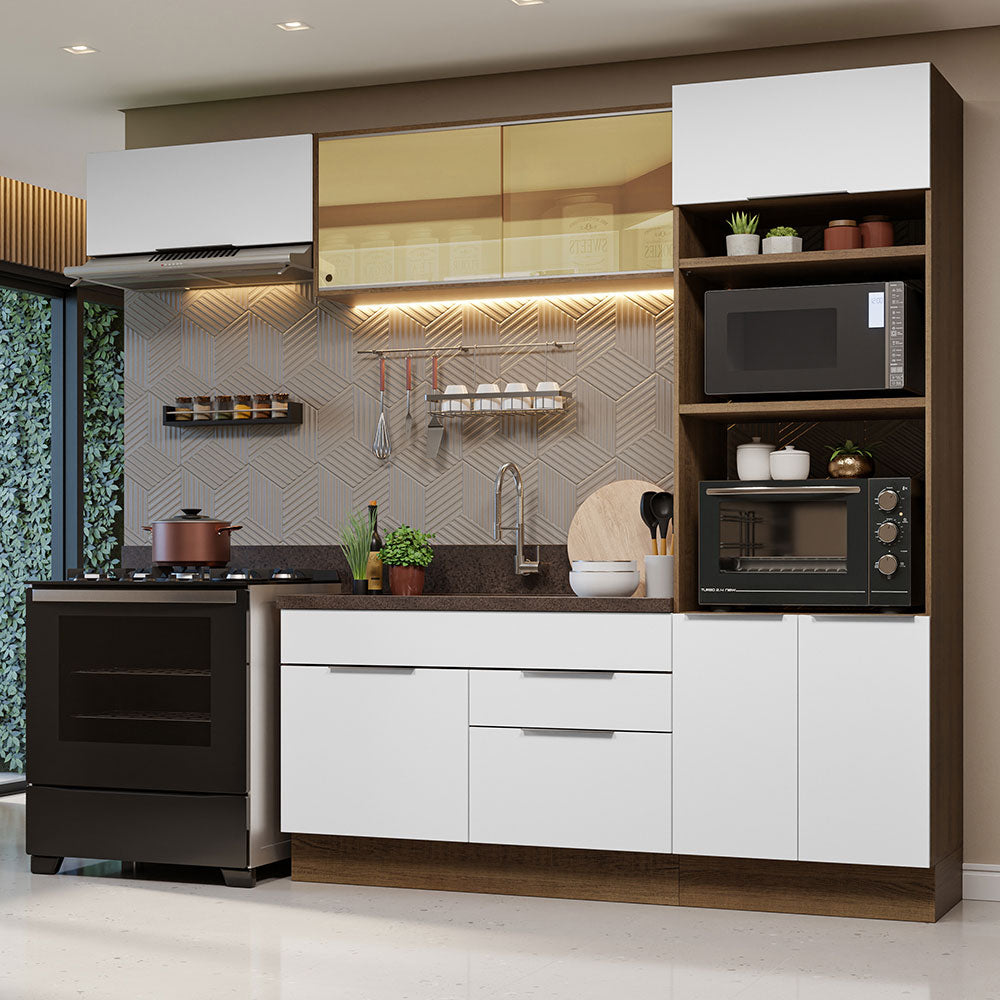 Combo Completo de Cocina 270 cm Marrón/Blanco Stella Madesa 08