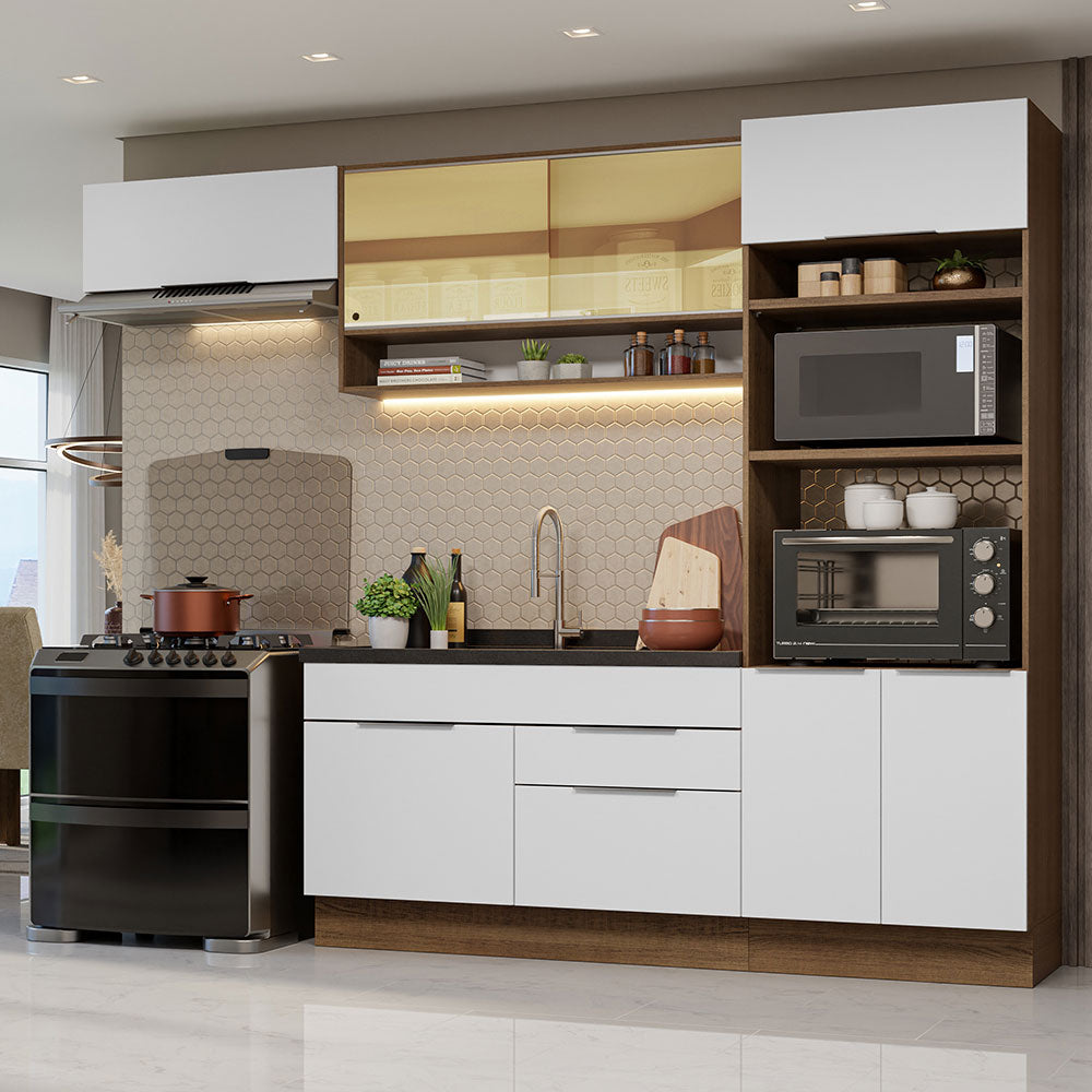 Combo Completo de Cocina 270 cm Marrón/Blanco Stella Madesa 09