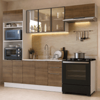 Combo completo de Cocina 270 cm Blanco/Marrón Stella Madesa