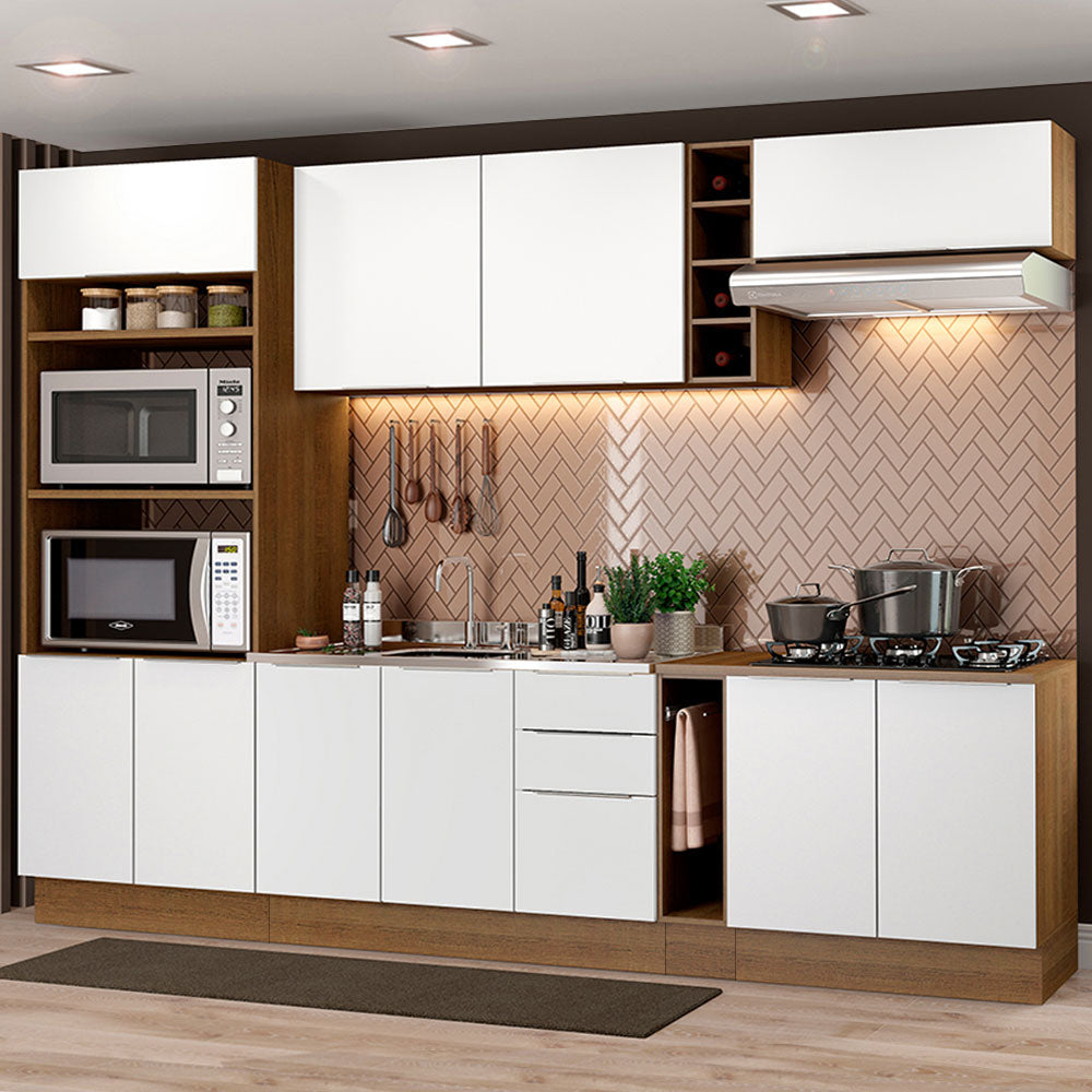 Combo Completo de Cocina 290cm Marrón/Blanco Stella Madesa 01