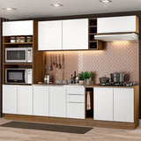 Combo Completo de Cocina 290cm Marrón/Blanco Stella Madesa 01