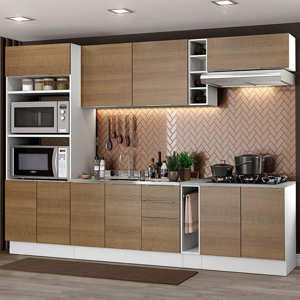 Combo Completo de Cocina 290cm Blanco/Marrón Stella Madesa 01
