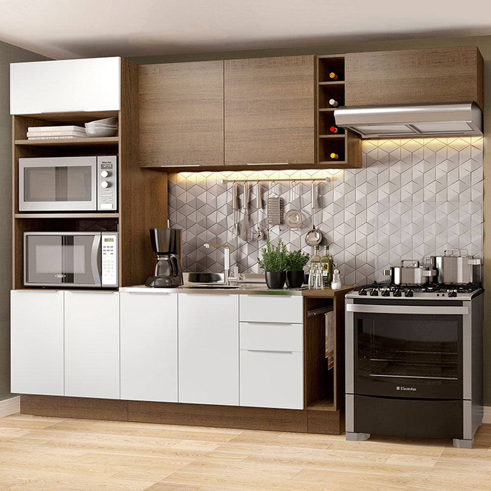 Combo Completo de Cocina 290cm Marrón/Blanco/Marrón Stella Madesa 02