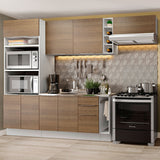 Combo Completo de Cocina 290cm Blanco/Marrón Stella Madesa 02