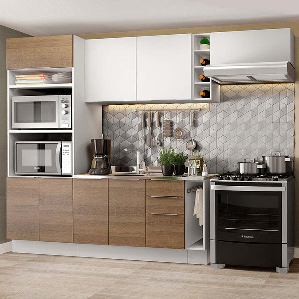 Combo Completo de Cocina 290cm Blanco/Marrón/Blanco Stella Madesa 02