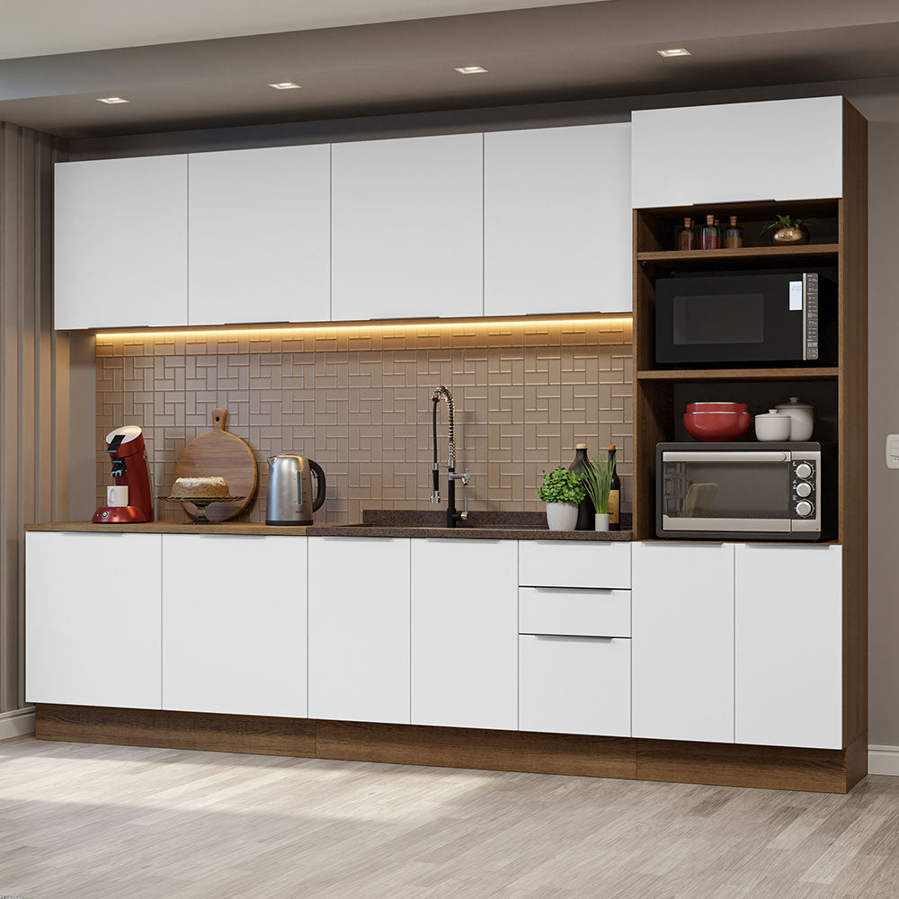 Combo Completo de Cocina 310 cm Marrón/Blanco Stella Madesa 01