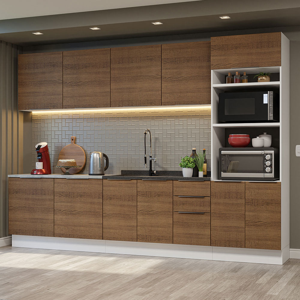 Combo Completo de Cocina 310 cm Blanco/Marrón Stella Madesa 01