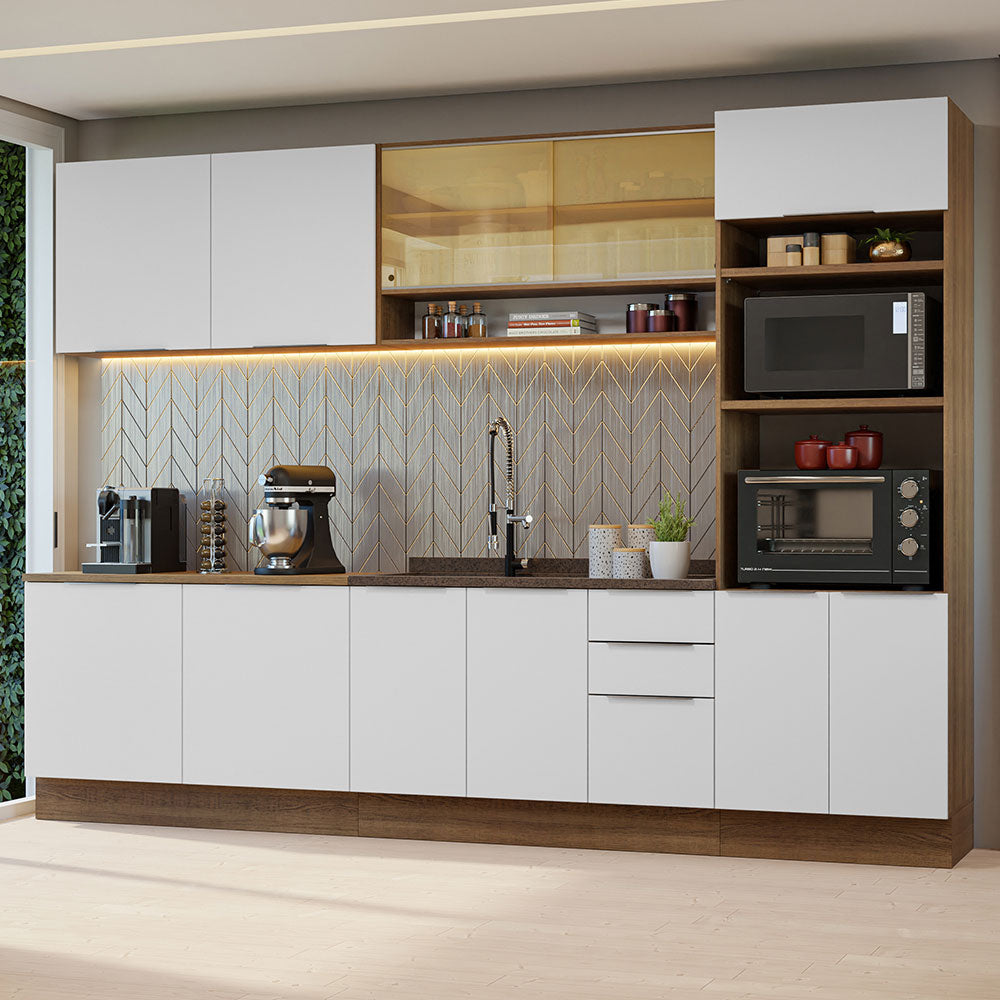 Combo Completo de Cocina 310 cm Marrón/Blanco Stella Madesa 02