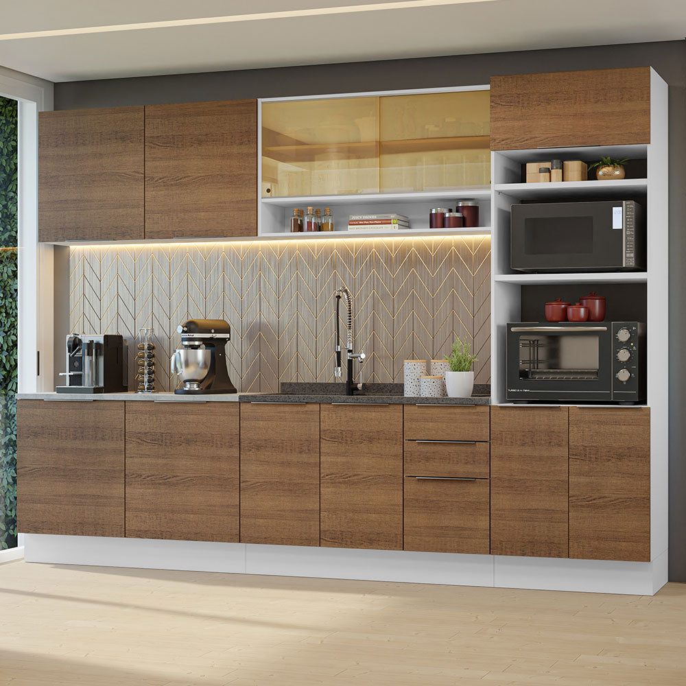 Combo Completo de Cocina 310 cm Blanco/Marrón Stella Madesa 02