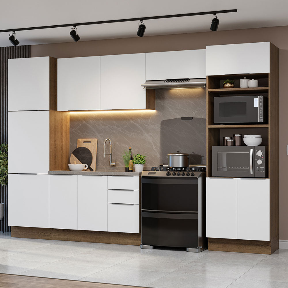 Combo Completo de Cocina 330 cm Marrón/Blanco Stella Madesa 02
