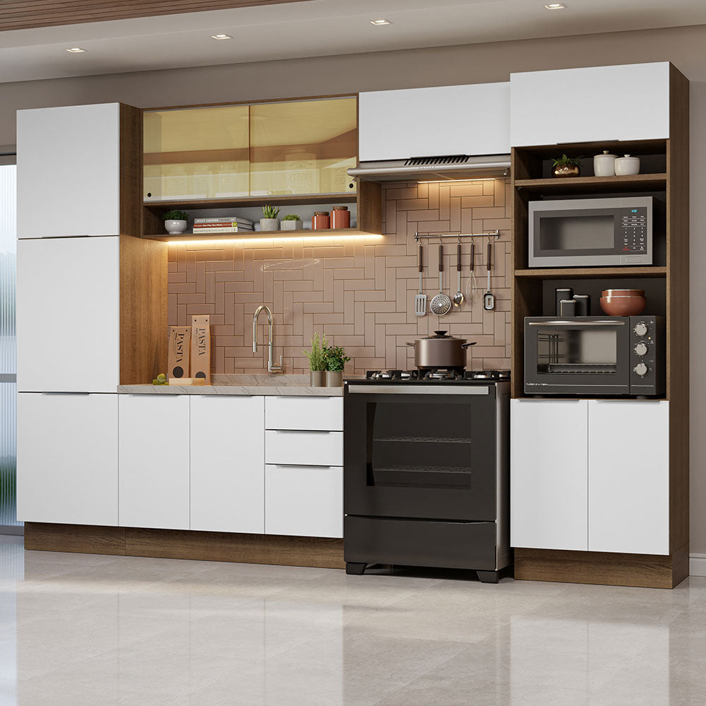 Combo Completo de Cocina 330 cm Marrón/Blanco Stella Madesa 03