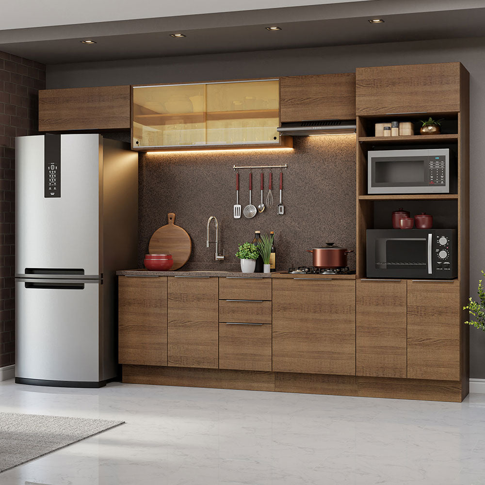 Combo Completo de Cocina 330 cm Marrón Stella Madesa 04