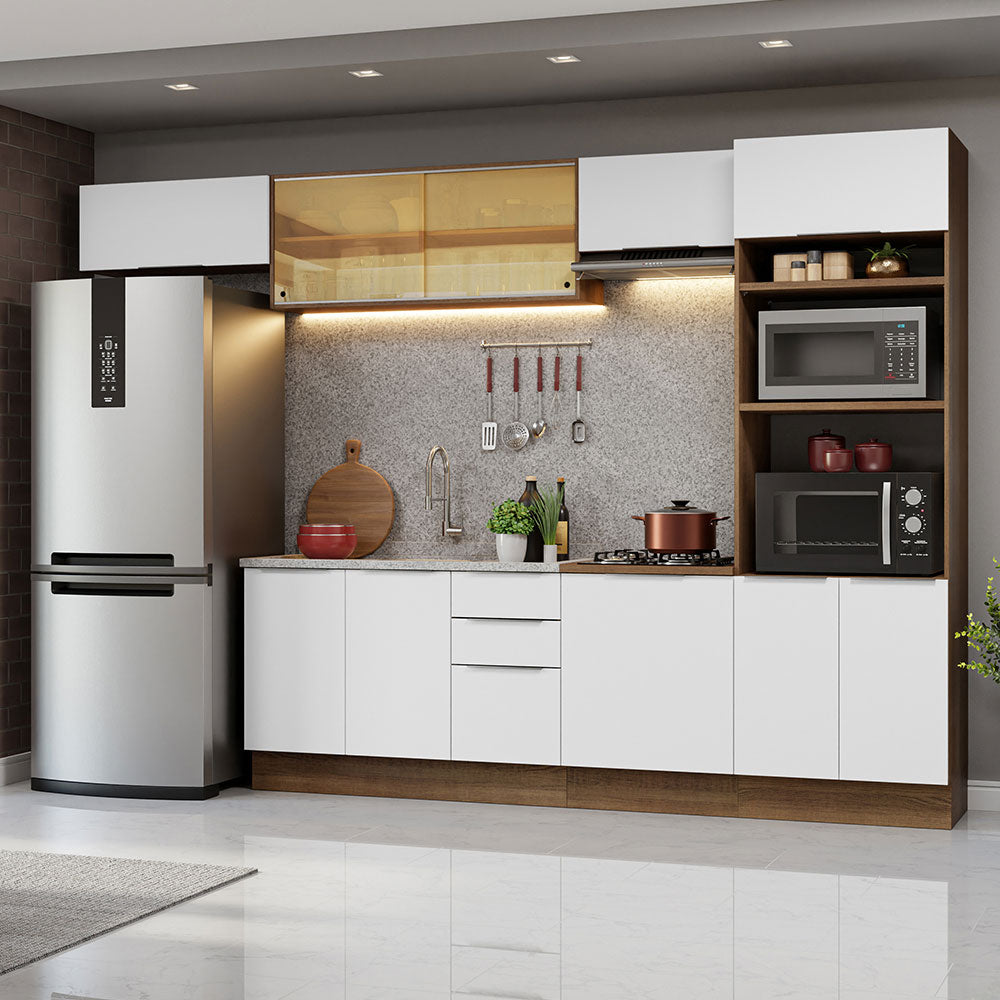 Combo Completo de Cocina 330 cm Marrón/Blanco Stella Madesa 04